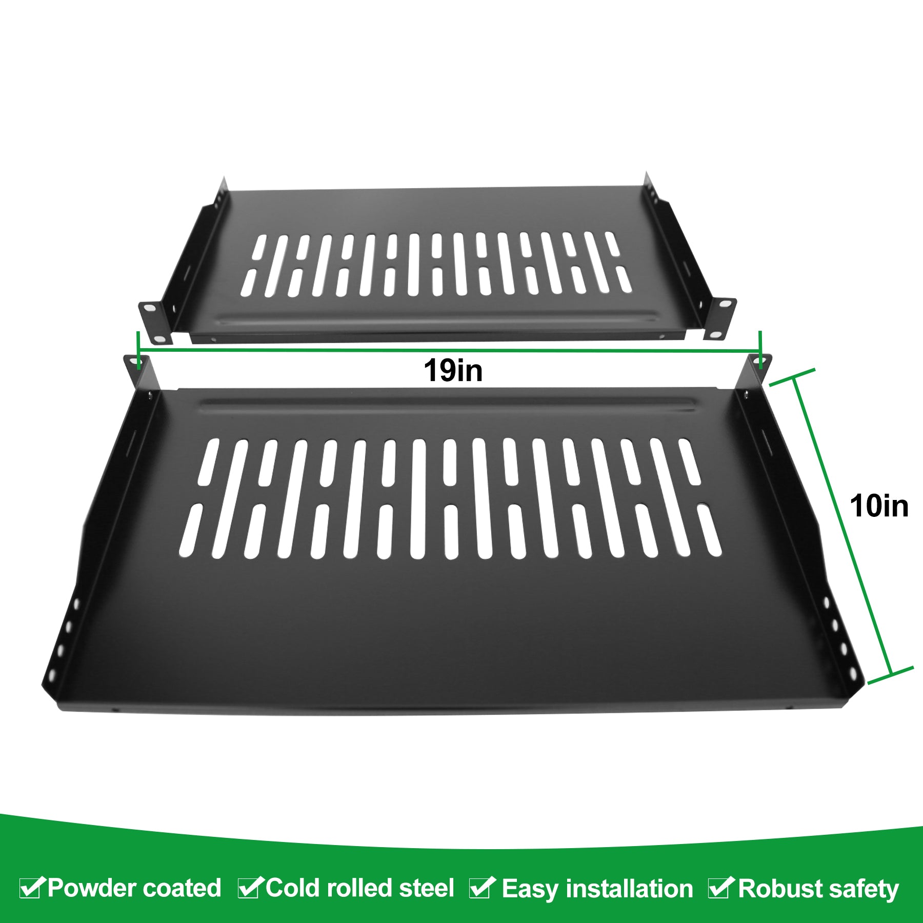 2 Pack 1U 10" Server Rack Shelf