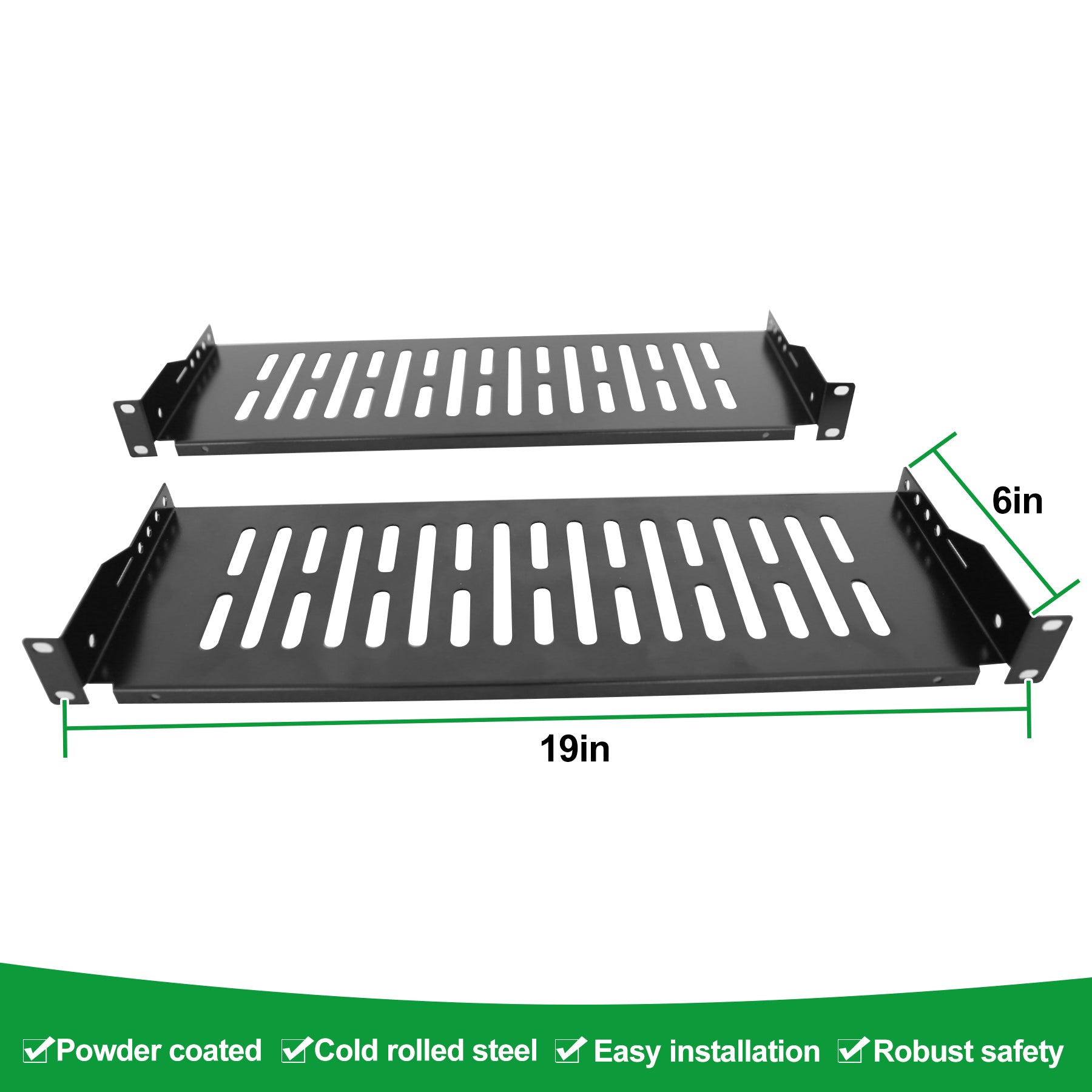 2 Pack 1U 6" Server Rack Shelf
