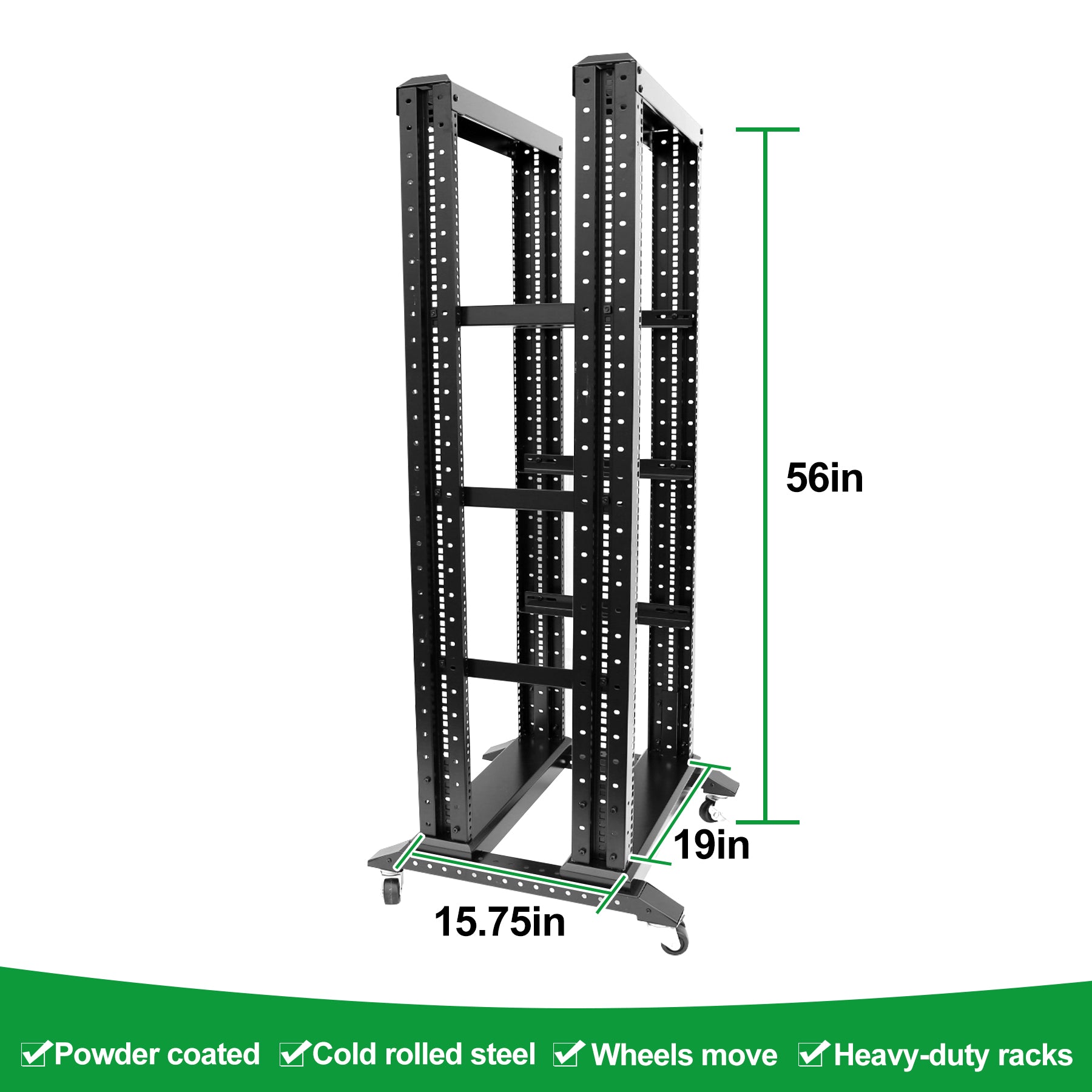 27U 4 Post Open Frame Server Rack with Wheels deep 600MM