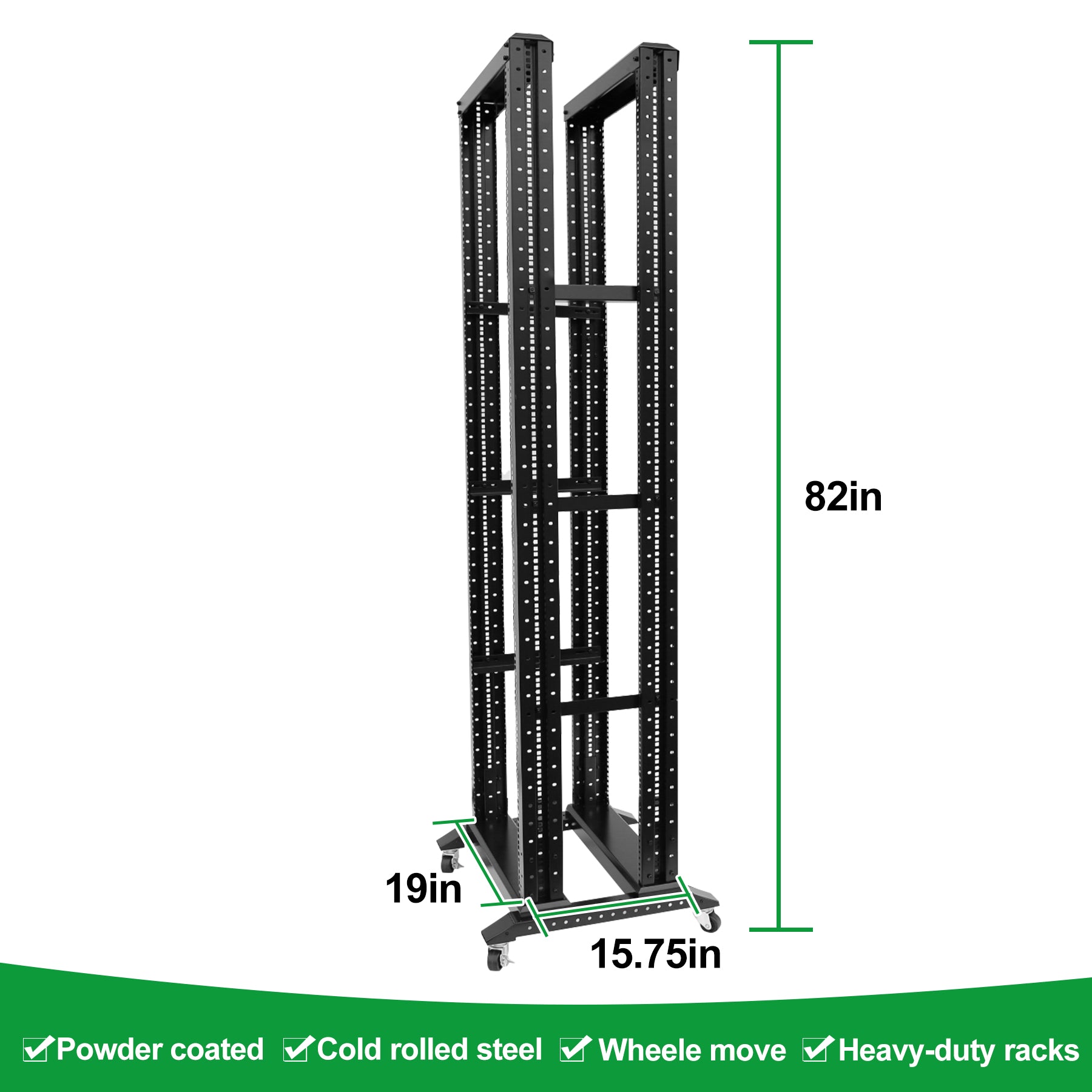 42U 4 Post Open Frame Server Rack with Wheels deep 600MM