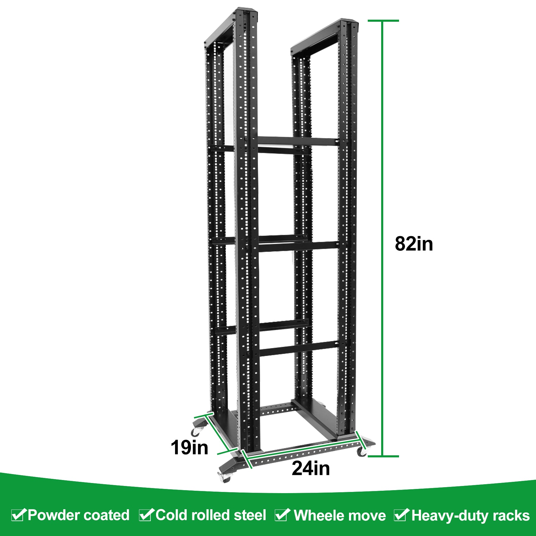 42U 4 Post Open Frame Server Rack with Wheels deep 800MM