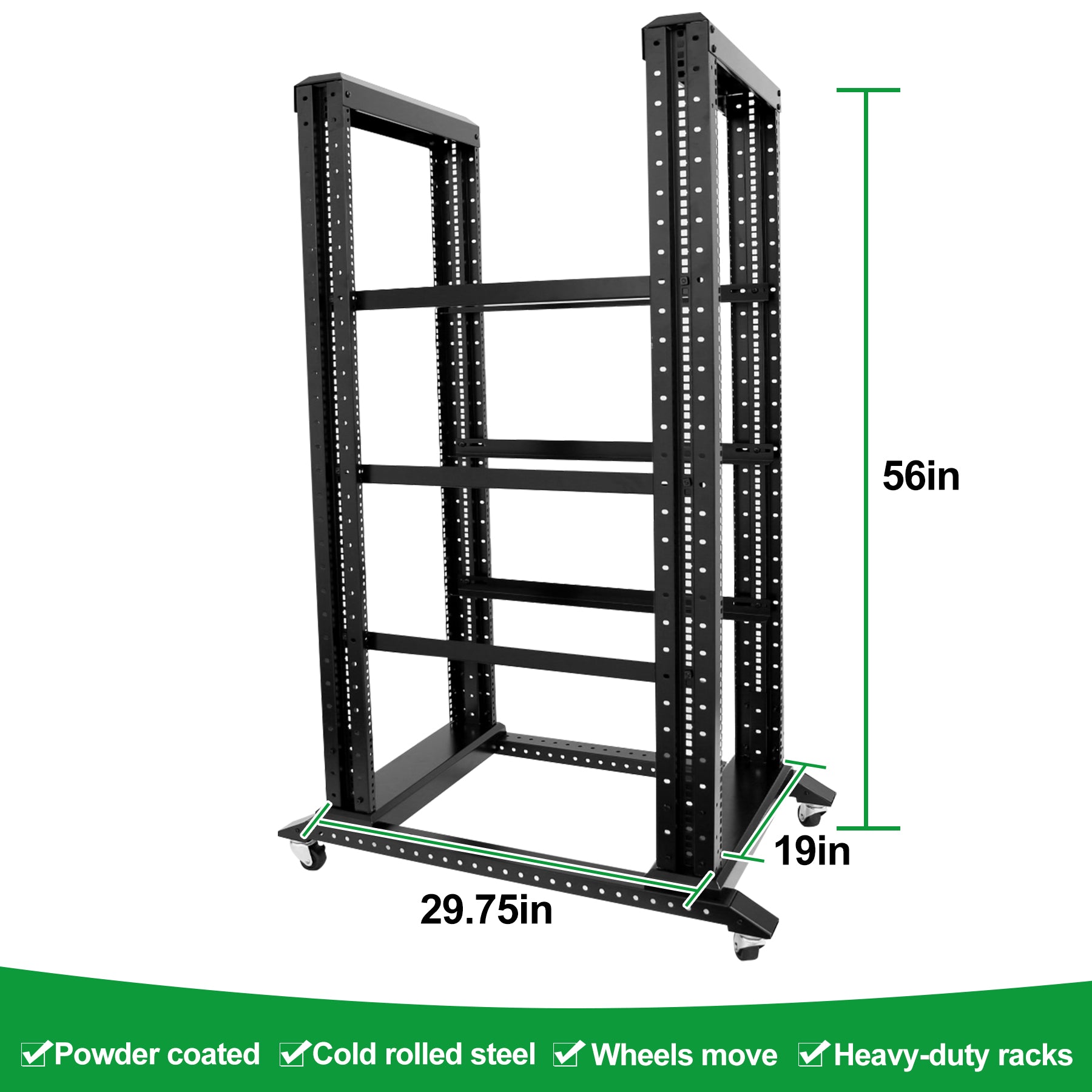 27U 4 Post Open Frame Server Rack with Wheels deep 1000MM