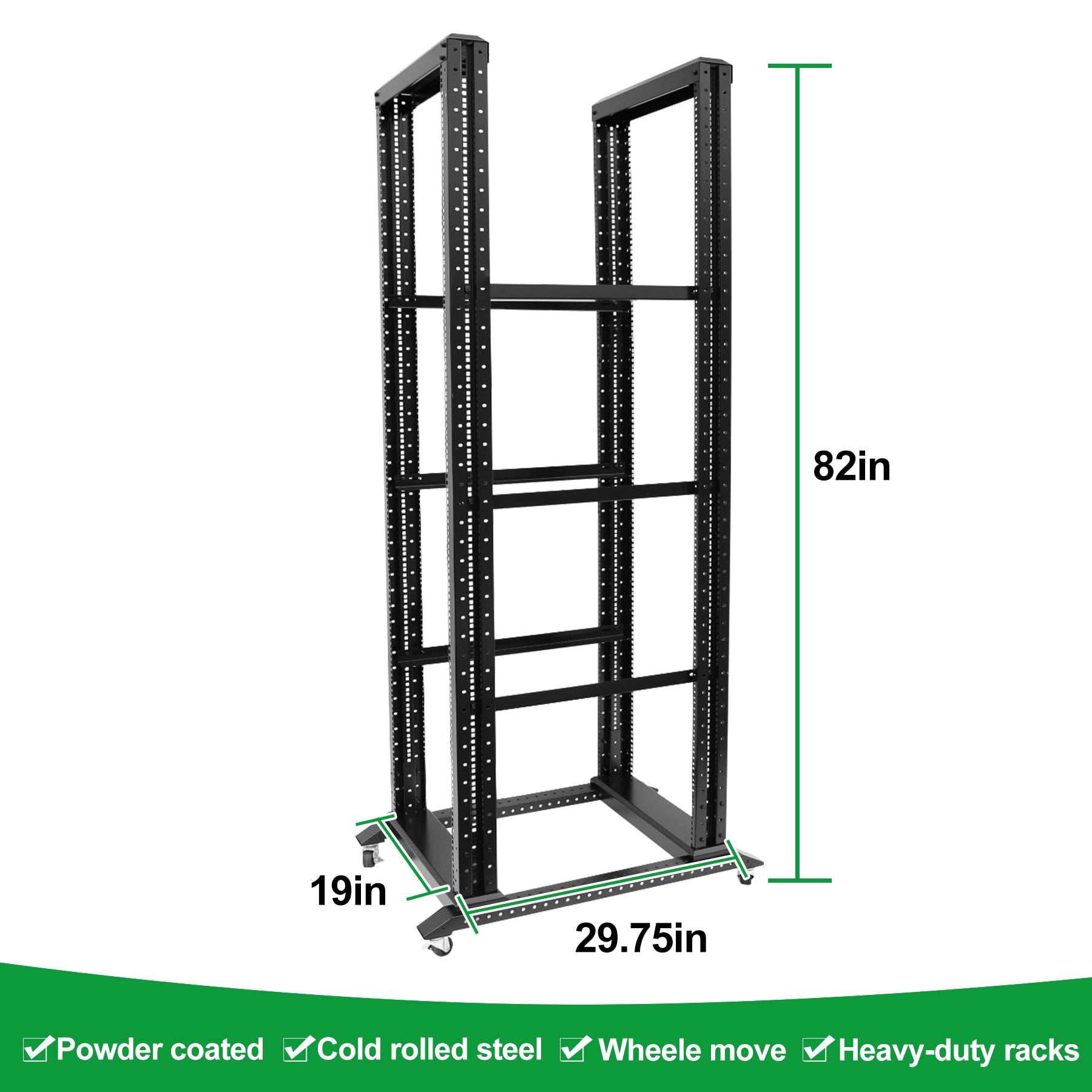 42U 4 Post Open Frame Server Rack with Wheels deep 1000MM