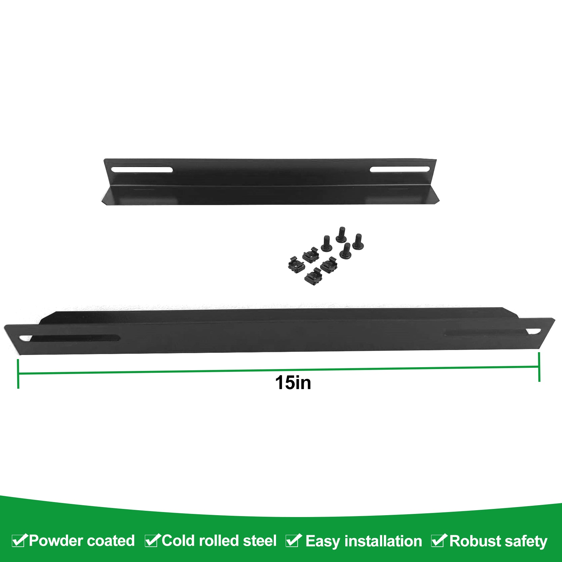 Server Rack Mount Supporting Rails L-Shape 2 Pair Deep 15Inch