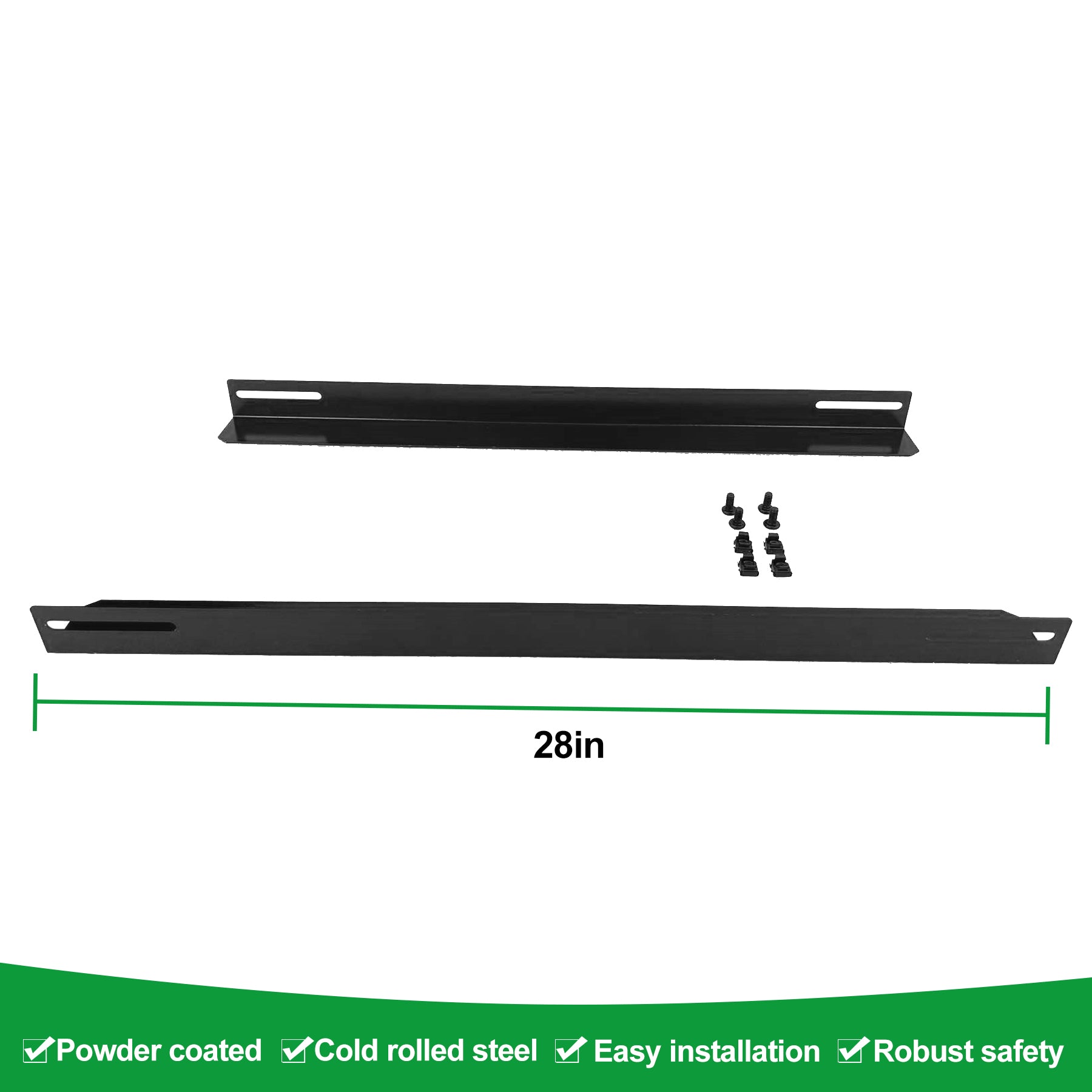 Server Rack Mount Supporting Rails L-Shape 2 Pair 4 Roots Deep 28Inch Long