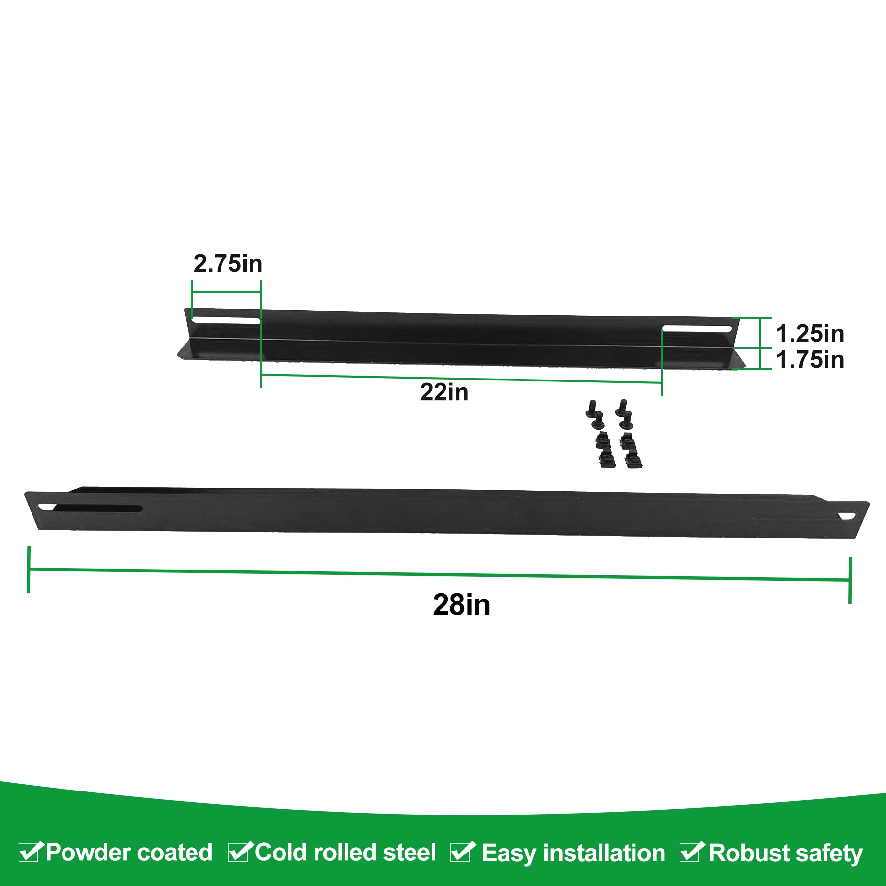Server Rack Mount Supporting Rails L-Shape 2 Pair Deep 28Inch